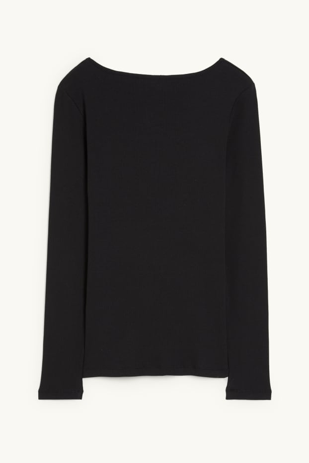Damen - Basic-Langarmshirt - schwarz