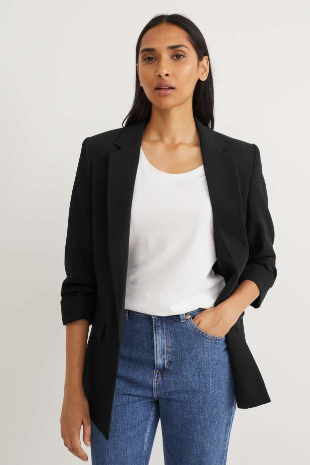 Women - Blazer - relaxed fit - black