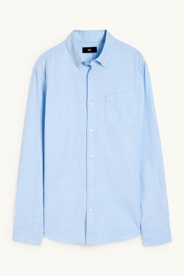 Heren - Overhemd Oxford - regular fit - button down - lichtblauw