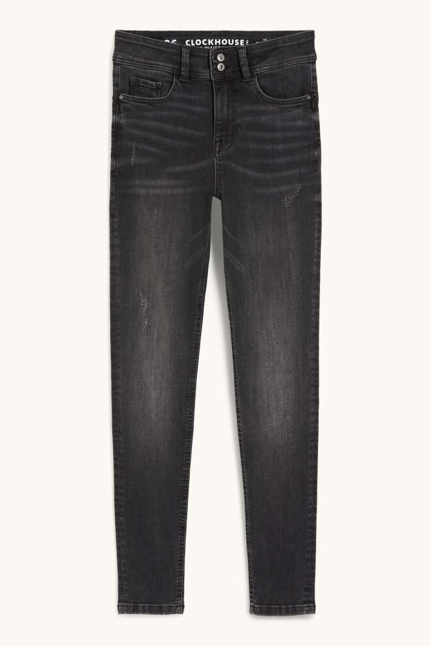 Femmes - CLOCKHOUSE - skinny jean - mid waist - LYCRA® - jean gris foncé
