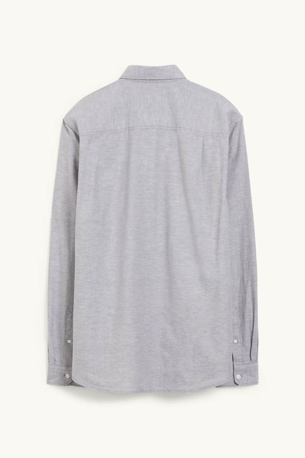Hommes - Chemise oxford - regular fit - col button-down - gris