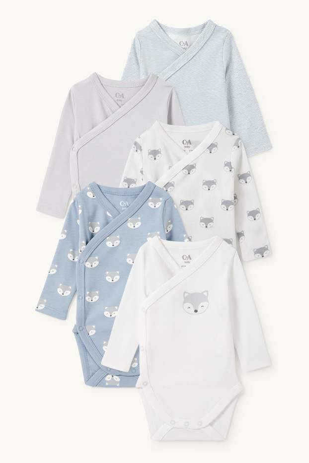 Bébés garçons - Lot de 5 - bodys croisés bébé - bleu