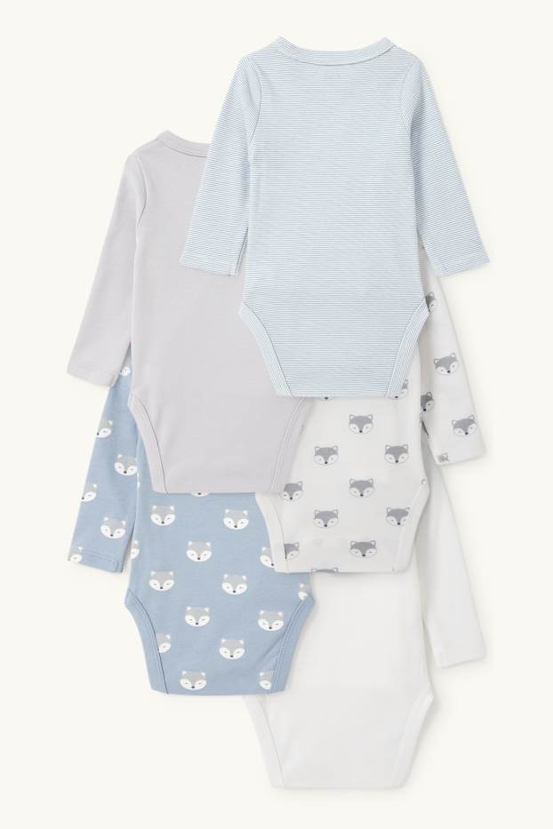 Bébés garçons - Lot de 5 - bodys croisés bébé - bleu