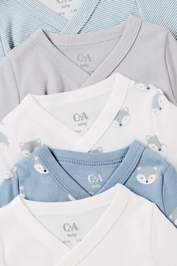 Bébés garçons - Lot de 5 - bodys croisés bébé - bleu