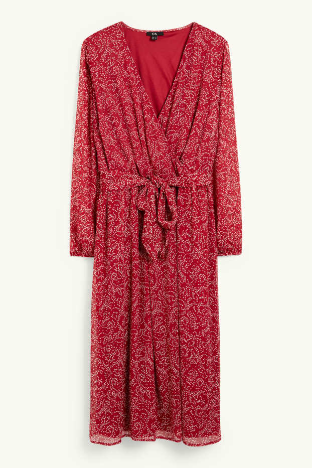 Women - Wrap dress - patterned - red / cremewhite