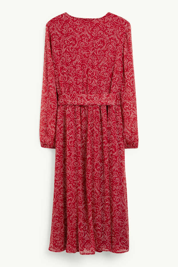 Women - Wrap dress - patterned - red / cremewhite