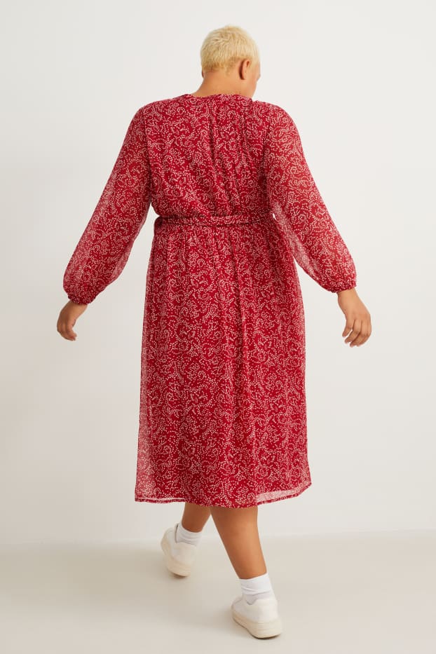 Women - Wrap dress - patterned - red / cremewhite