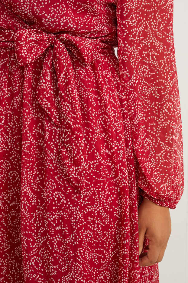 Women - Wrap dress - patterned - red / cremewhite