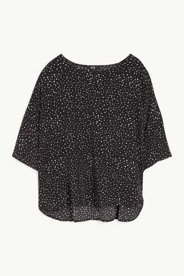 Dames - Blouse - met stippen - zwart