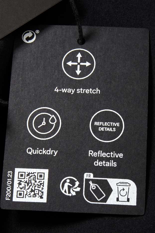 Bărbați - Geacă funcțională cu glugă - Flex - 4 Way Stretch - negru