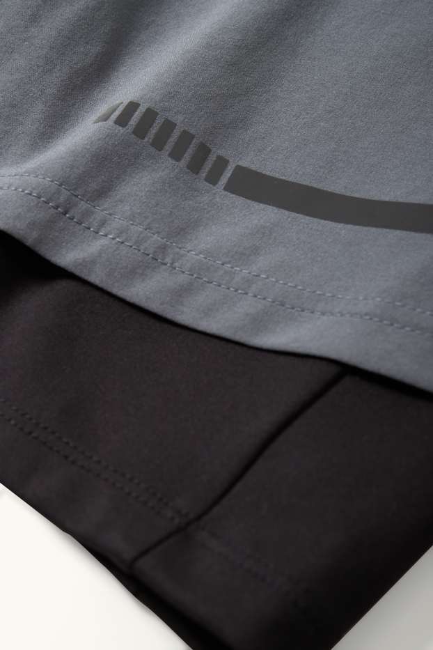 Uomo - Shorts tecnici - 4 Way Stretch - effetto sovrapposto - grigio