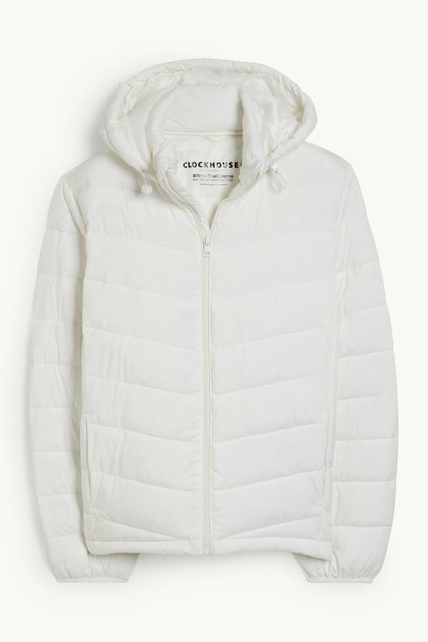 Women - Quilted jacket with hood - cremewhite