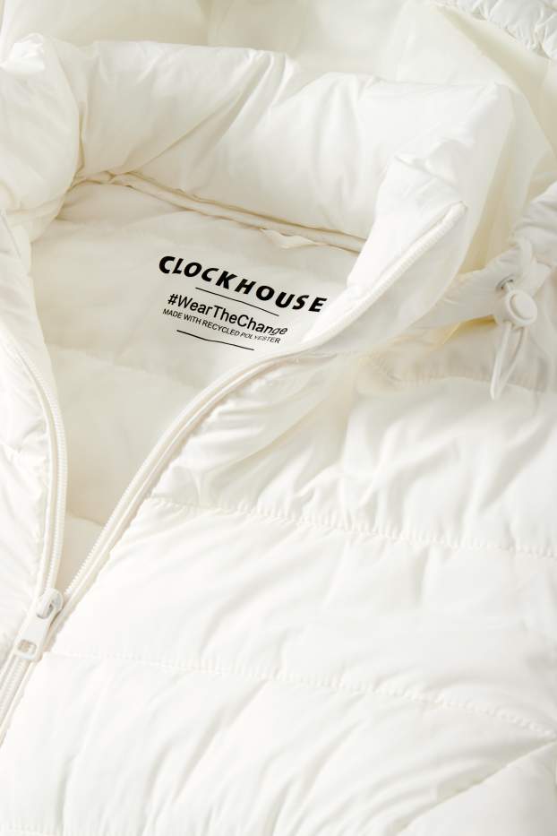 Women - Quilted jacket with hood - cremewhite