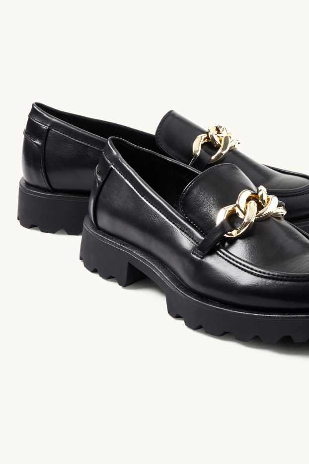 Women - Loafers - faux leather - black