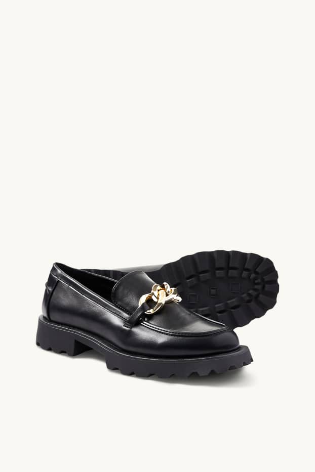 Women - Loafers - faux leather - black