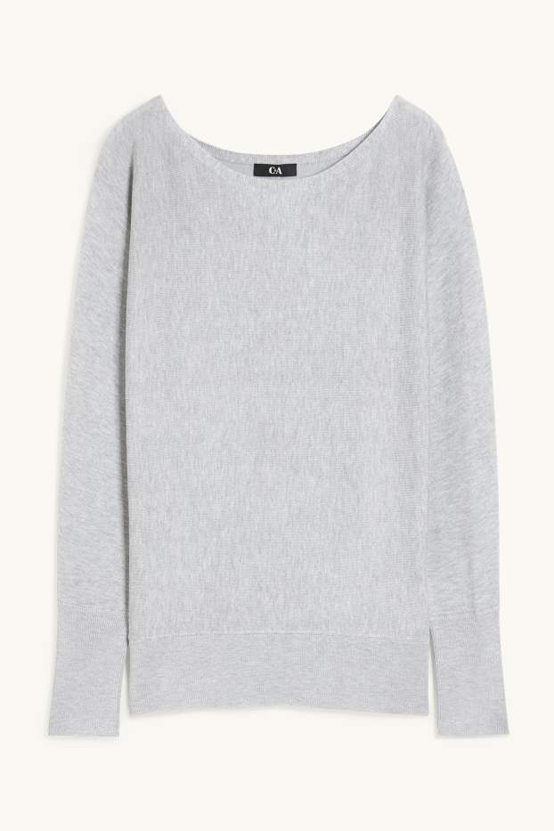 Femmes - Pullover en délicate maille - gris clair chiné