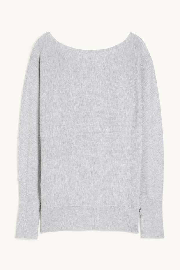 Femmes - Pullover en délicate maille - gris clair chiné