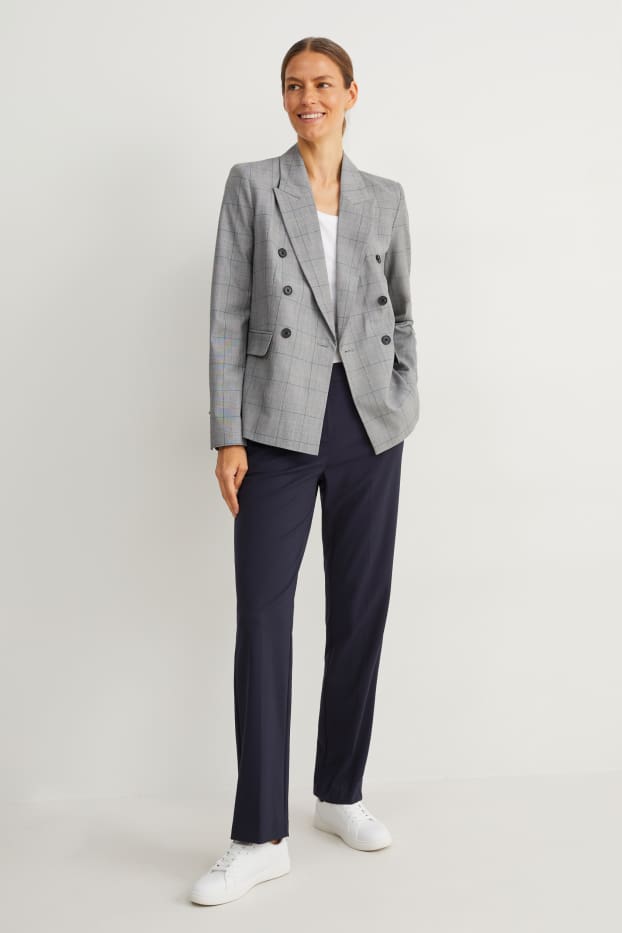 Femmes - Pantalon de bureau - mid-waist - coupe droite - Mix & Match - bleu foncé