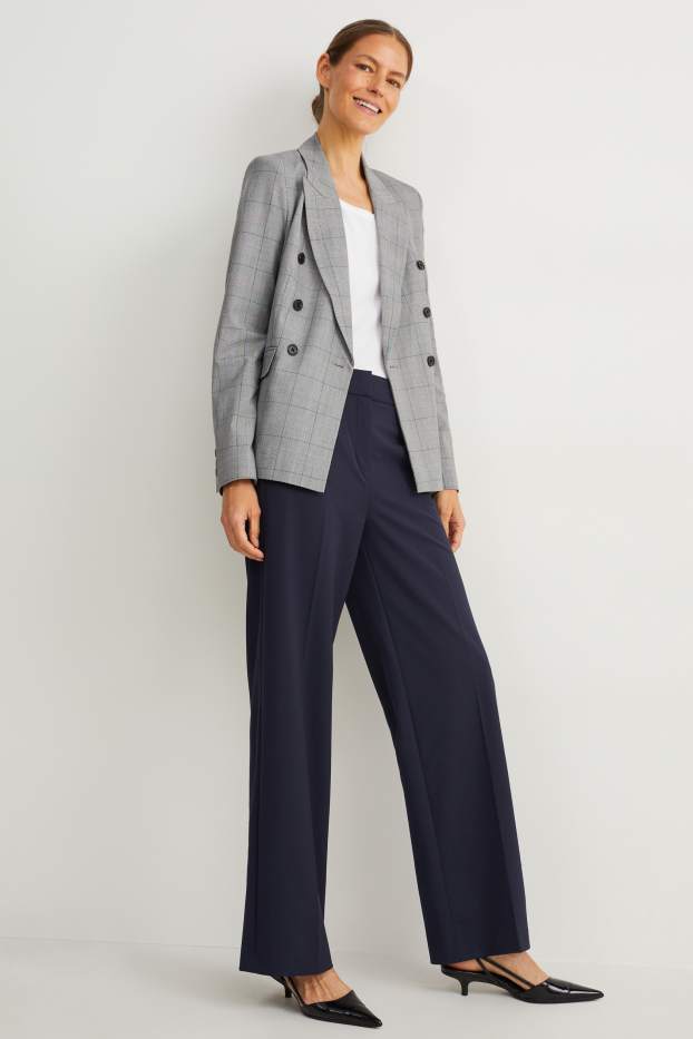 Femmes - Pantalon de bureau - high waist - wide leg - Mix & Match - bleu foncé