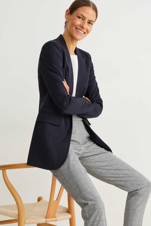 Dames - Business-blazer - regular fit - Mix & Match - donkerblauw