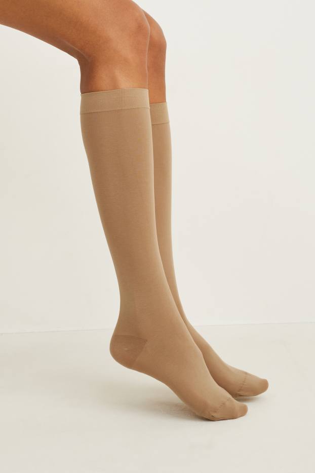 Dona - Paquet de 4 - mitjons fins de canya alta - 60 DEN - beix