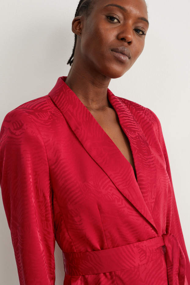 Damen - Blazer - Relaxed Fit - gemustert - dunkelrot