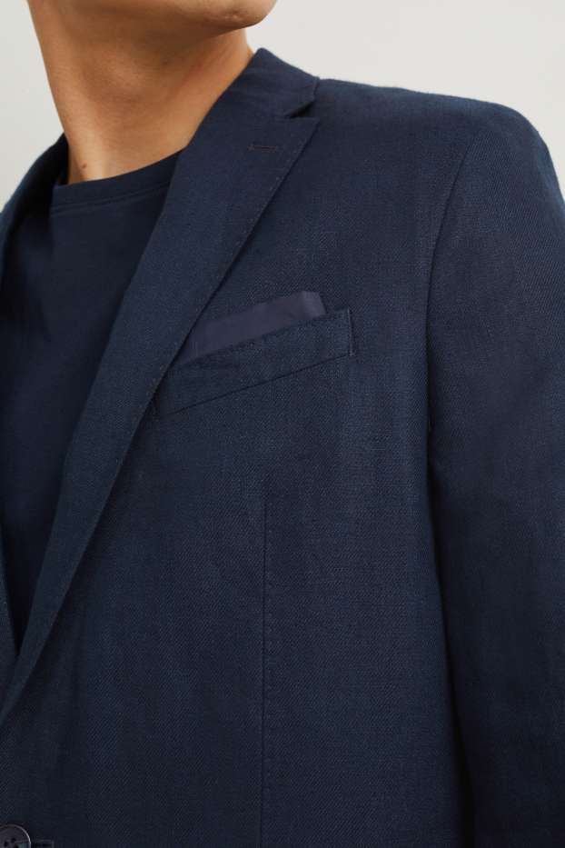 Men - Linen jacket - slim fit - dark blue