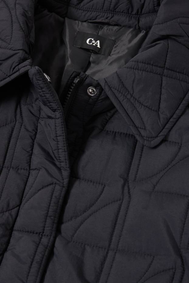 Women - Quilted coat with bum bag - black