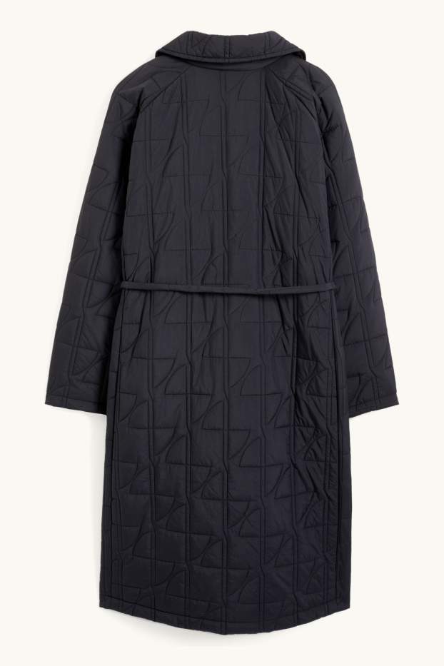 Women - Quilted coat with bum bag - black