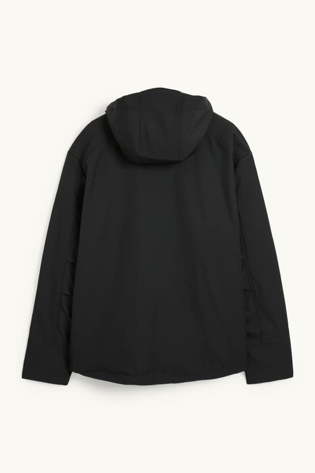 Hommes - Veste softshell à capuche - déperlante - 4 Way Stretch - noir