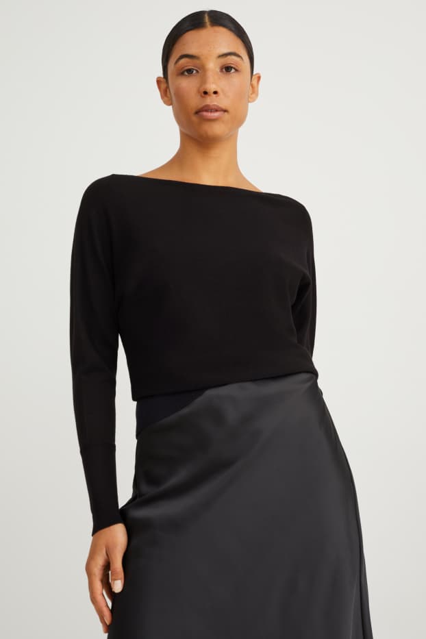 Damen - Feinstrick-Pullover - schwarz