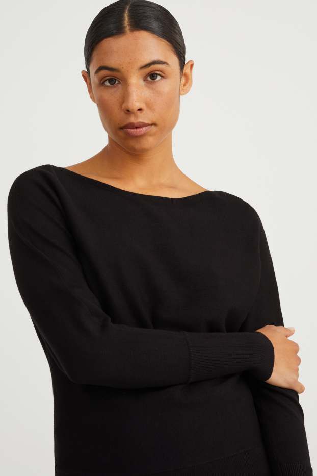 Damen - Feinstrick-Pullover - schwarz