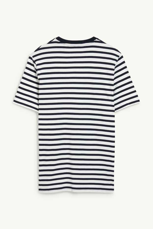 Bărbați - Tricou - cu dungi - albastru închis / alb-crem