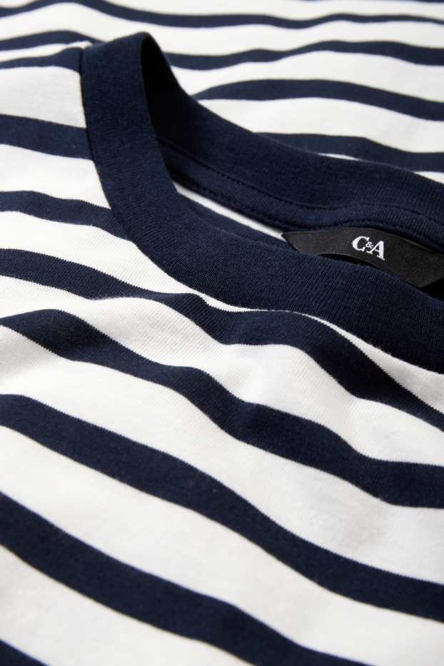 Bărbați - Tricou - cu dungi - albastru închis / alb-crem