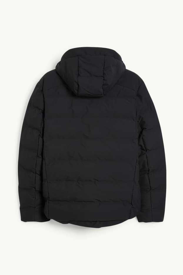 Heren - Gewatteerde jas met capuchon - waterafstotend - zwart