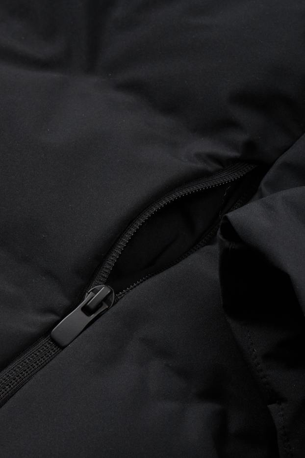 Heren - Gewatteerde jas met capuchon - waterafstotend - zwart