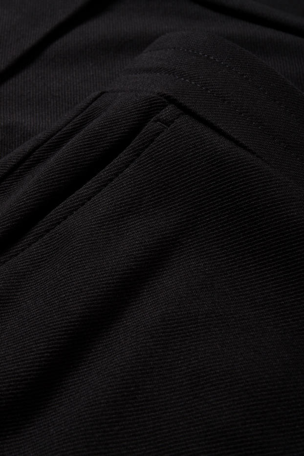 Women - Cloth trousers - mid-rise waist - tapered fit - black