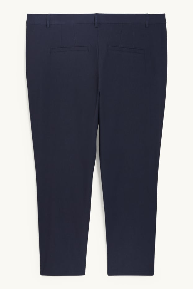 Femmes - Pantalon en toile - mid waist - straight fit - bleu foncé