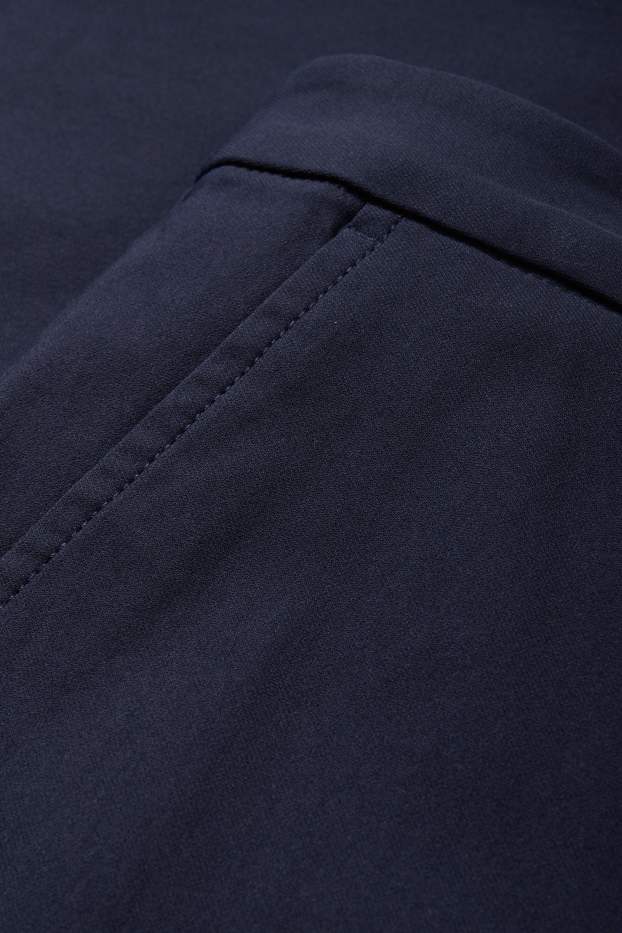 Femmes - Pantalon en toile - mid waist - straight fit - bleu foncé