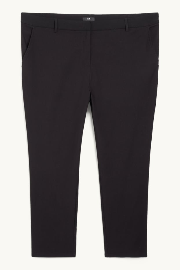 Femmes - Pantalon en toile - mid waist - straight fit - noir