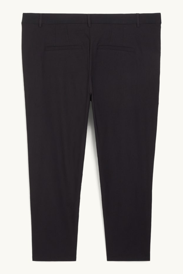 Femmes - Pantalon en toile - mid waist - straight fit - noir