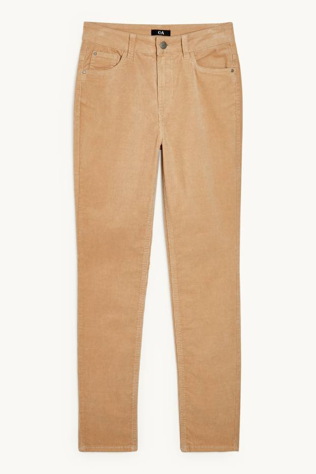 Dames - Corduroy broek - high waist - straight fit - lichtbruin