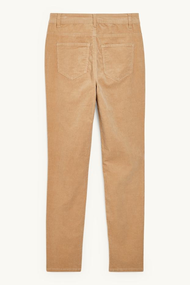Dames - Corduroy broek - high waist - straight fit - lichtbruin