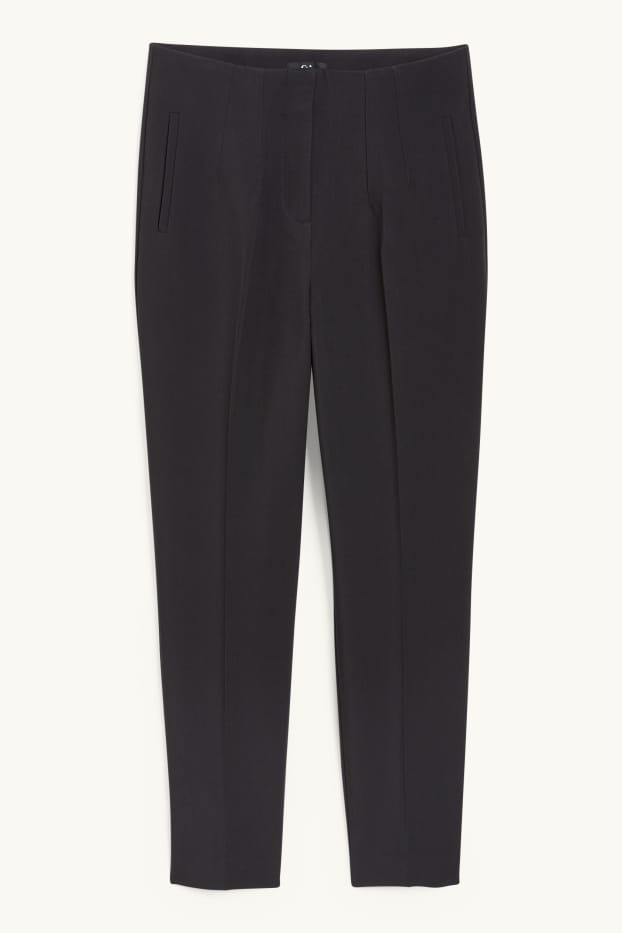 Women - Cloth trousers - high waist - tapered fit - black
