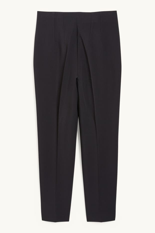 Women - Cloth trousers - high waist - tapered fit - black