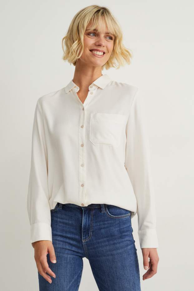 Dames - Blouse - crème wit