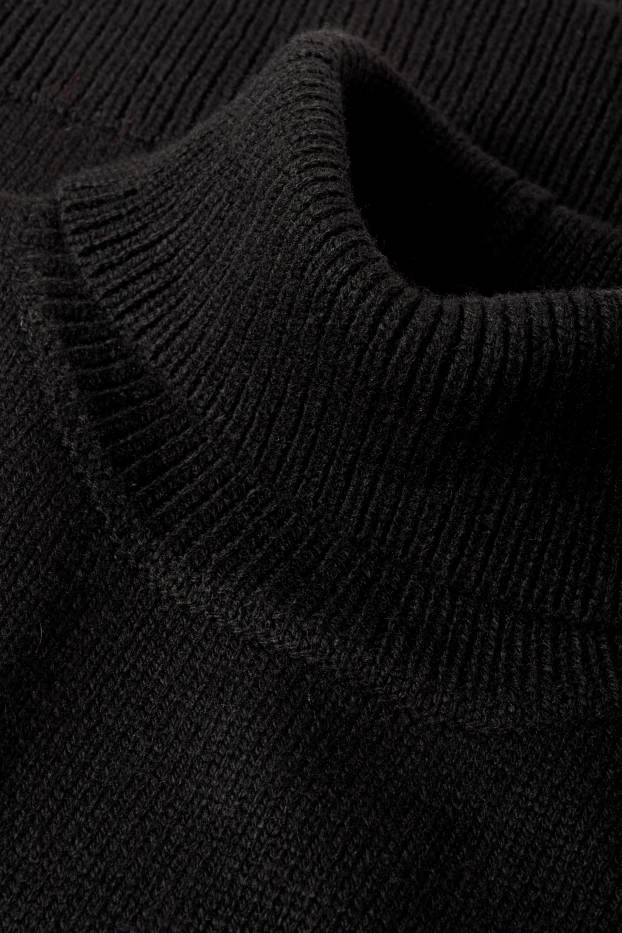 Women - Knitted cashmere blend poncho - black