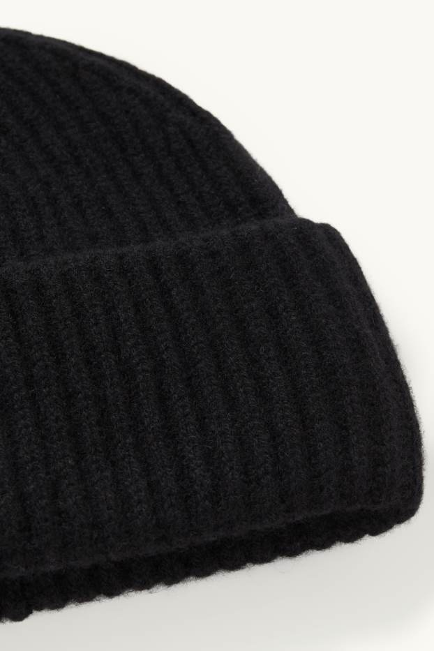 Damen - Kaschmir-Mütze - schwarz