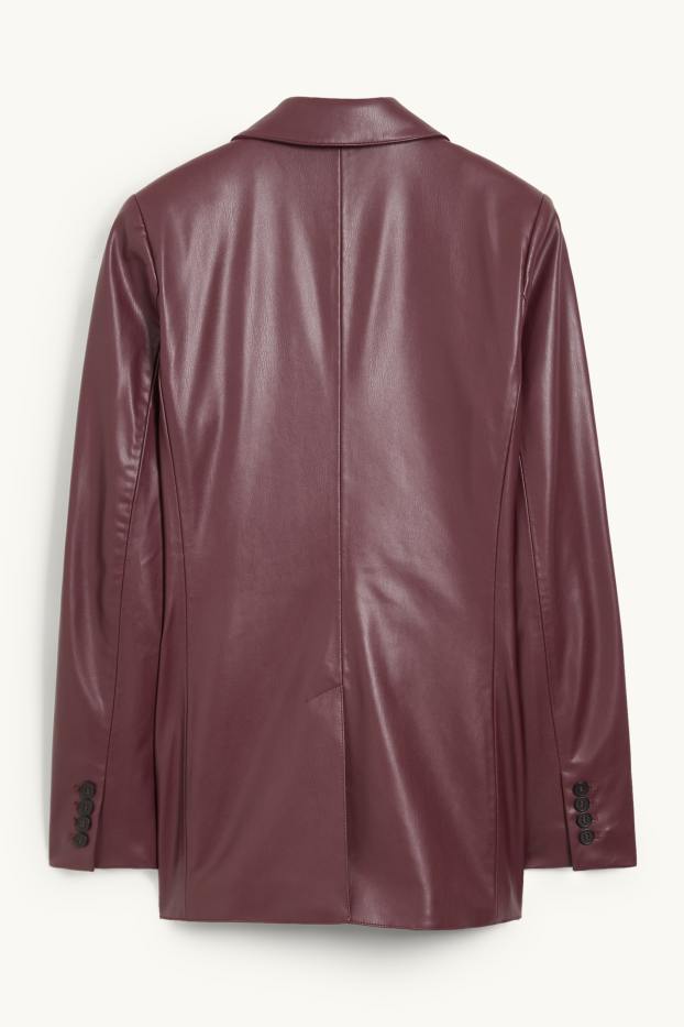 Women - Blazer - regular fit - faux leather - bordeaux