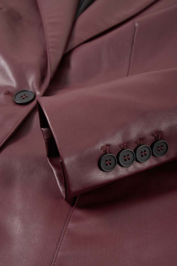 Women - Blazer - regular fit - faux leather - bordeaux